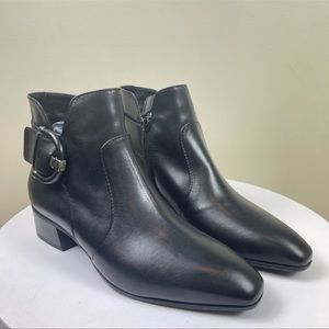 Aquatalia Fiamma Black Leather Ankle Boots